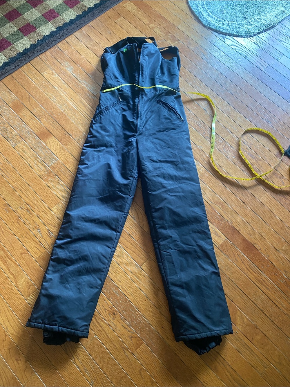 Nice Article Cat Black Insulated Bib Overalls with Lime Accent